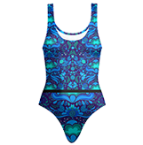 Girl's Swim Suit Blue Floral